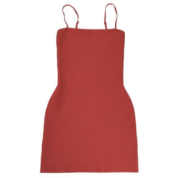 BABATON Aritzia Sculpt Knit Ribbed Cami Mini Dress Sz Small Corsa Red - Picture 5 of 8